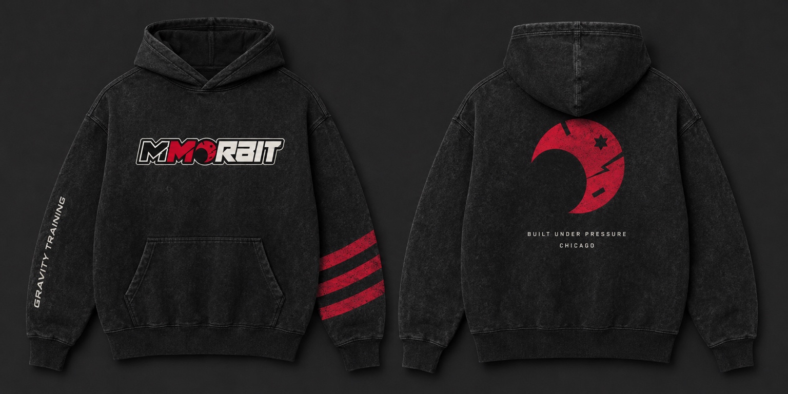 Complete front and back view of the Gravity Training hoodie