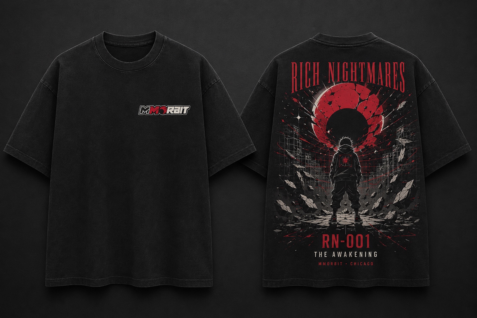 Complete front and back view of the Awakening T-shirt